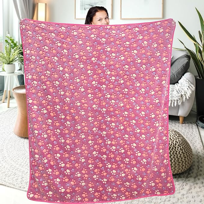 Dog Blankets for Large Dogs, 1 Pc Dog Blanket Washable, Soft Fluffy Flannel Pet Blanket Mat Cover for Bed Couch, Cute Print Puppy Blanket 60" x 50"