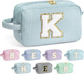 YOOLIFE Gifts for Women Teen Girls Kids - Initial Makeup Bag Cosmetic Case Toiletry Pouch, Birthday Gifts for Women Friends Sister Teacher, Green K