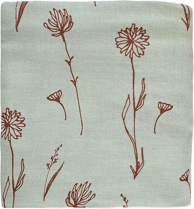 Leyl&Ari Muslin Swaddle Baby Blanket | 100% Organic Cotton Receiving Wrap (Wildflowers/Blue)