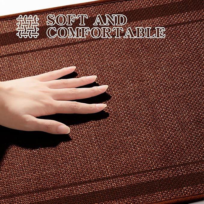 chakme Bathroom Rugs Mat 32x17, Ultra Thin Non Slip Bath Mat Quick Dry Absorbent Bath Mat for Bathroom Floor, (Rust, 32"x17")