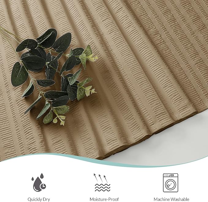 Aiyufeng Taupe Shower Curtain for Bathroom, Embossed Textured Fabric Shower Curtain for Bathroom - Soft Cloth & Hotel Spa, Machine Washable, 72X78,Taupe