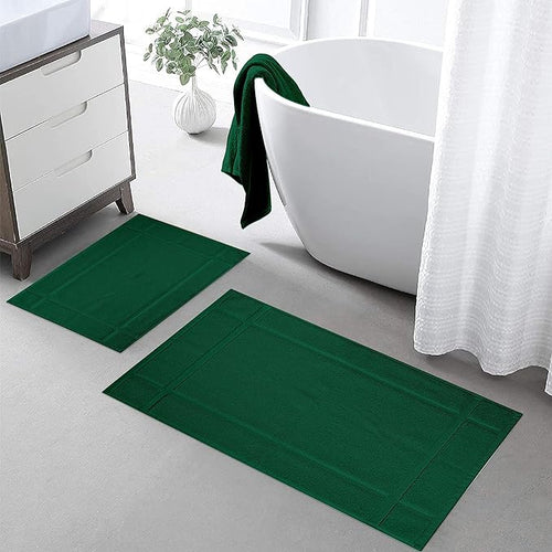 Ample Decor Bath Mats 100% Cotton 24 X 17 & 34 X 20 Inches, Oeko Tex Certified 1350 GSM Solid Construction Thick & Plush, Super Absorbent for Bathroom Floor, Shower – Christmas Green