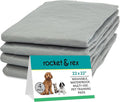 rocket & rex Premium Washable Pee Pads for Dogs, Waterproof & Reusable Puppy Pads for Potty Training, Whelping, Lining Crates & More, Guaranteed for up to 300 Washes, 22" x 22" (Pack of 4)