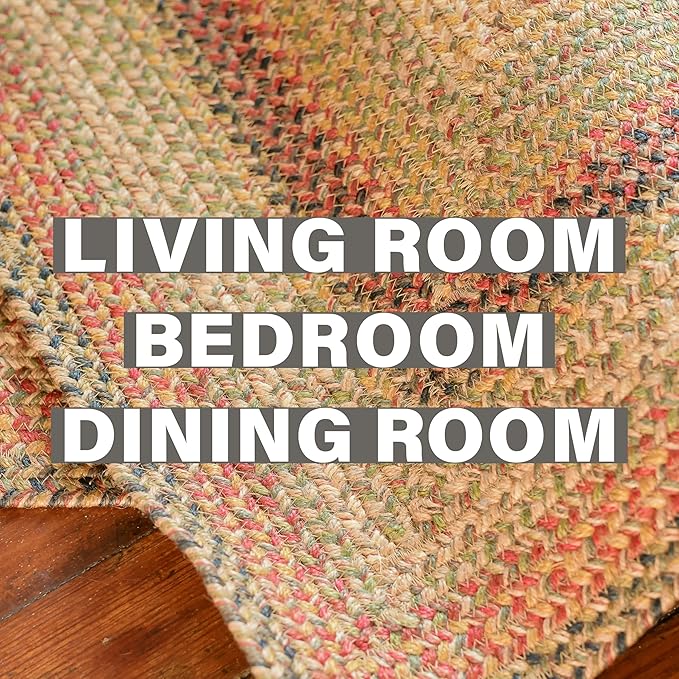 Homespice Kingston Oval Jute Area Rugs 8x10' – Ideal as Multi Color Rugs for Living Room, Bedroom and Dining Area