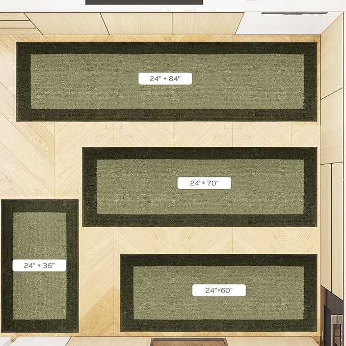 DOMUSTEX Machine Washable Runner Rug 24" x 70", Non Slip Kitchen Mat for Floor, Absorbent Entryway Rug for Kitchen, Bedroom, Hallway, Bathroom, Door (Roll Packing)