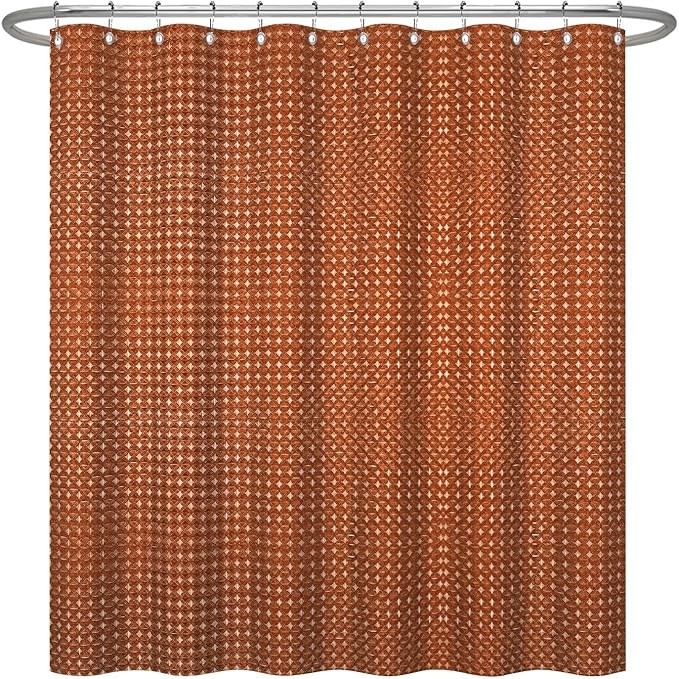 ggaimwf 60x72 Inch Solid Color Shower Curtain for Bathroom Waffle Bath Water Resistant Fabric Curtains Brown Modern Thick Shower Stall Curtain with Metal Hooks