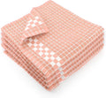 Fecido Classic Dark Kitchen Dish Towels with Hanging Loop - Heavy Duty Absorbent Dish Clothes - European Made 100% Cotton Tea Towels - Set of 4, Pink