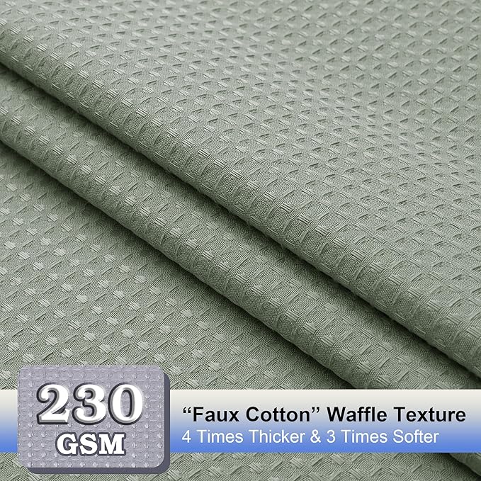 OVZME Stall Fabric Shower Curtain Set - 36x72, Waffle Weave 230GSM Heavy Duty Shower Curtains for Narrow Stall Size, Machine Washable Bath Curtain with 12 Plastic Hooks, Sage Green