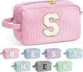 YOOLIFE Birthday Gifts for 6 7 8 9 10 11 12 13 14 15 Year Old Teen Girl - Initial Makeup Bag Letter Toiletry Pouch Cosmetic Case, Personalized Teen Girl Gifts Trendy Stuff Party Favor, Pink S