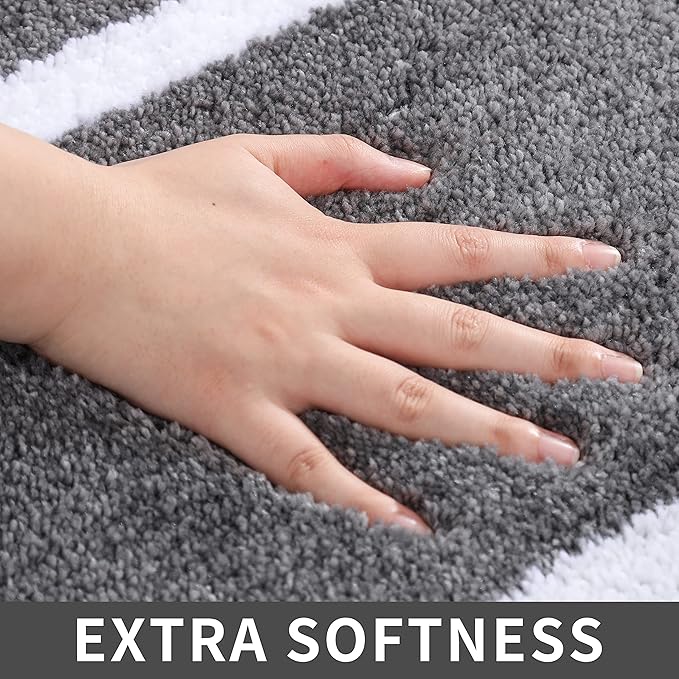 COSY HOMEER Extra Thick Bath Linen Sets Rugs - Anti-Slip Bath Mats Soft Plush 100% Strong Polyester Living Room Bathroom Water Absorbent(Grey,20x32 - Inches)