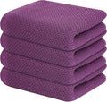 Kitinjoy 100% Cotton Waffle Weave Kitchen Towels, 4-Pack Super Soft and Absorbent Dish Towels for Drying Dishes, Kitchen Hand Towels, 13 in x 28 in, Violet