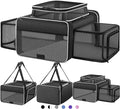 Top and 2 Sides Expandable Large Cat Carrier 18x13.5x9.5, TSA Airline Approved Dog Carriers for Large Dogs, Soft-Sided Pet Carrier with Self-Locking Zippers for Kitten,Rabbit,Puppy, Black White