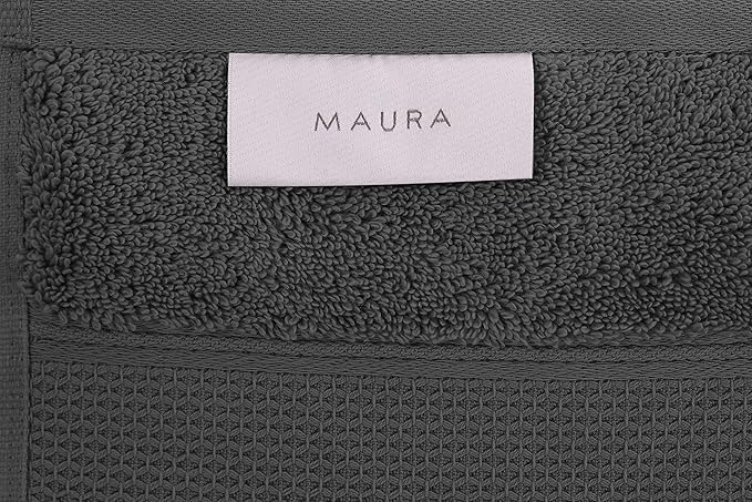MAURA Grey Extra Large Turkish Cotton Luxury Bath Towels Set of 4. Ultra-Soft, Thick & Plush Towels for Bathroom - Space Gray