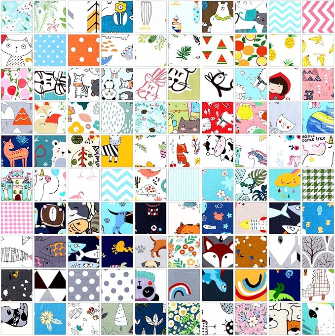 Oudain 100 Pcs 10 x 10 Inches Cotton Fabric Squares Bulk Floral Fabric Scraps Precut Fat Squares Material for Sewing Sheets for DIY Craft Scrapbooking Quilting Patchwork Clothing(10 Inch,Lovely)