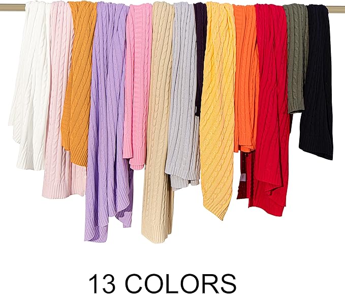 NTBAY 100% Pure Cotton Oversize (60x80) Cable Knit Throw Blanket, Super Soft Warm Knitted Throw Blanket for Bed, Sofa, Chair, Couch - Extra Cozy, Machine Washable, Comfortable Home Decor, Navy