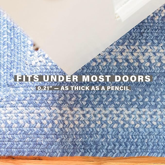 Homespice Denim Jute Braided Oval Rugs 5x8' - Ideal as Country Blue Oval Braided Rugs for Living Room, Reversible, No Shed Jute for Easy Maintenance