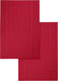 Ample Decor 100% Cotton Bath Mats 24 x 17 Inches, Quick Dry, 1350 GSM Banded Border Shower Bathroom Floor Mat, Not Bathroom Rug - Christmas Red, 2 Pack