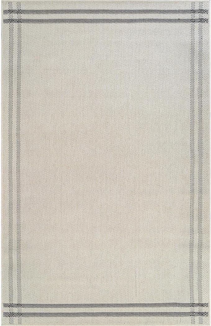 Easy Jute Rugs 8x10 Bordered Bone Color Living Room Indoor Outdoor Area Rug for Patio and Kitchen Rug High Traffic Washable Easy to Clean Solid Boho Woven Design Outside Carpet (8 x 10)