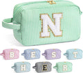 YOOLIFE Personalized Gifts for Mom - Initial Makeup Bag Cosmetic Bag Toiletry Pouch, Personalized Birthday Gifts for Mom Grandmother Stepmother, Mother In Law Gifts, Mothers Day Gifts, Light Green N