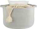 XUANGUO Large Cotton Rope Basket – 22"x14" Woven Storage Baskets for Blankets, Toys, Laundry, and Nursery – Round Basket for Living Room, Kids, and Pets Grey