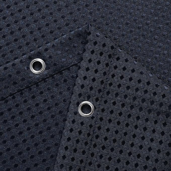 meioro Navy Blue Shower Curtain, Waffle Weave 256GSM Heavy Duty Textured Fabric Shower Curtains for Bathroom Hotel Spa, Luxury Weighted Polyester Cloth Bath Curtain Set with 12 Hooks, 72Wx72H