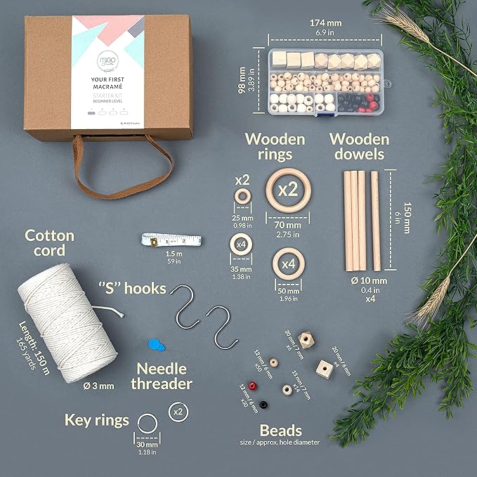 MIGO Creates Macrame Kits for Adults Beginners with 126 Macrame Supplies and 7 Projects E-Book: DIY Macrame Kit with 165 Yards Macrame Cord and Craft Supplies & Materials to Start Macrame!