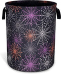 Spider Web Laundry Basket Gothic Print Oxford Cloth Laundry Hamper With Handle Foldable Portable Clothes Storage Basket 18.9 X 16.5 In Storage Bag For Laundry Room/Bathroom/Bedroom/Dormitories