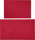 Ample Decor Bath Mats 100% Cotton 24 X 17 & 34 X 20 Inches, Oeko Tex Certified 1350 GSM Solid Construction Thick & Plush, Super Absorbent for Bathroom Floor, Shower – Christmas Red