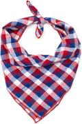 THE WORTHY DOG Classic Tie-On Dog Bandana – Soft Cotton Flannel Square Pet Bandana, Check Pattern, Red/White/Blue, Small