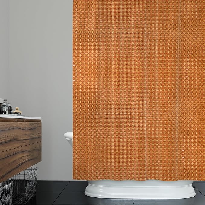 ggaimwf 72x78 Inch Solid Color Shower Curtain for Bathroom Waffle Bath Water Resistant Fabric Curtains Carrot Orange Modern Thick Shower Stall Curtain with Metal Hooks