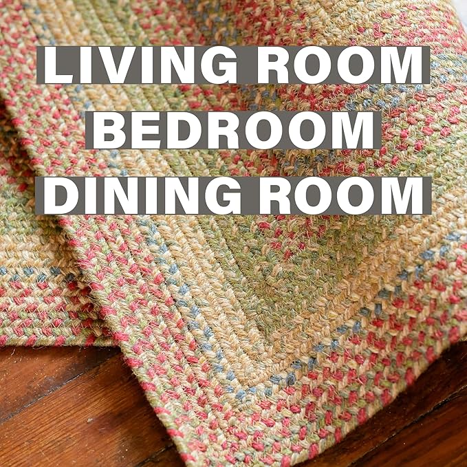 Azalea Multicolor Braided Oval Rug, Jute, 4x6' - Perfect Country Primitive Decor for Entryway, Bedroom, Everywhere