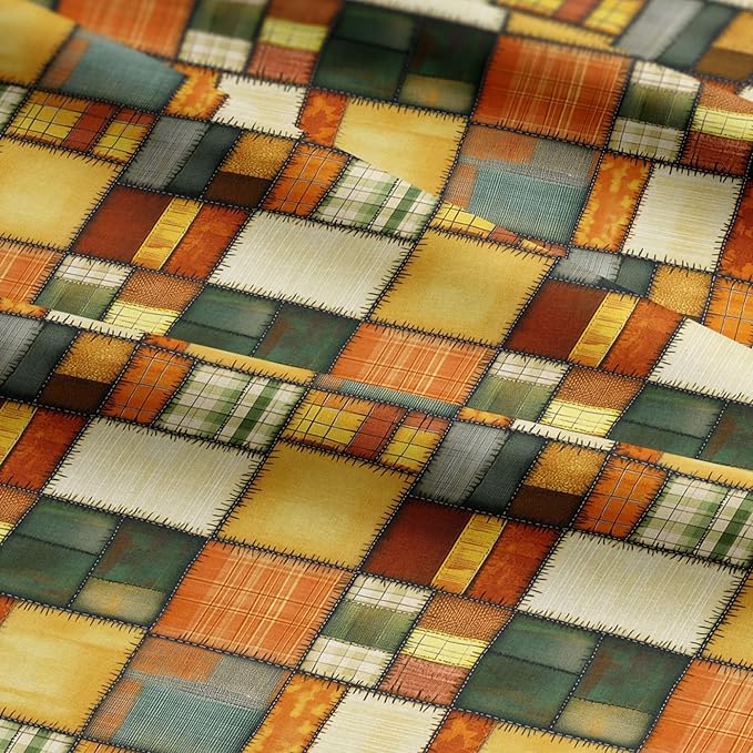 Golden Harvest Patchwork Cotton Fabric – Premium Turkish Printed Cotton 140 GSM, Pre-Cut 61 x 36.6 Inches, Quilting & Sewing Fabric for Crafts, Home Decor & DIY Projects