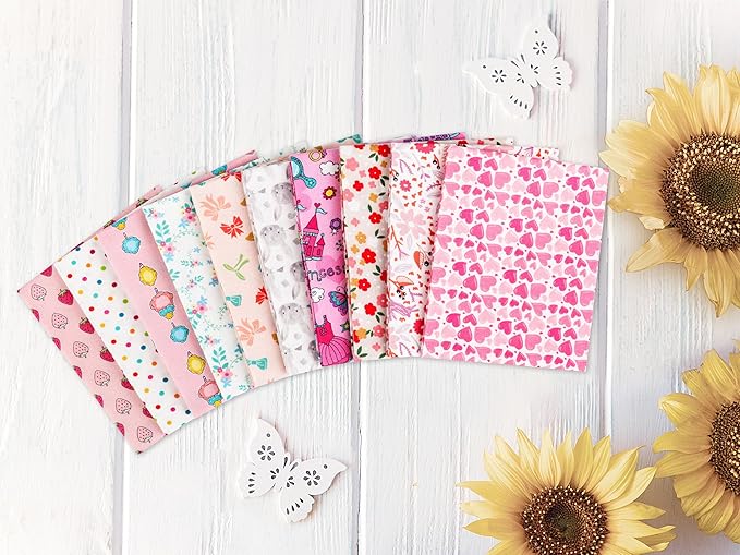 Craftido -25 Options- 100% Cotton Quilting Fabric Bundles 10pcs Fat Quarters 18”x21”-Medium Weight 5.2 oz- Soft Cotton for Quilting, Sewing Project, Patchwork, DIY Crafts - Girls