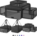 Top and 2 Sides Expandable Large Cat Carrier 18x13.5x9.5, TSA Airline Approved Dog Carriers for Large Dogs, Soft-Sided Pet Carrier with Self-Locking Zippers for Kitten,Rabbit, Puppy, Guinea Pig Black