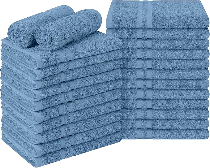 RIVERSIDE Pack of 24 Salon Towels Set (Not Bleach Proof), 16 x 26 Inches, 100% Ring Spun Cotton, Highly Absorbent & Quick Dry Hand Towels for Salon, Barber, Gym, Spa, Bathroom & Home, Electric Blue