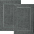 RIVERSIDE Bath Mat Set of 2 - Gray Bath Mats 21x34 Inches, Not a Bathroom Rug, 100% Ring Spun Cotton, Super Soft & Highly Absorbent Bathroom Floor Mats