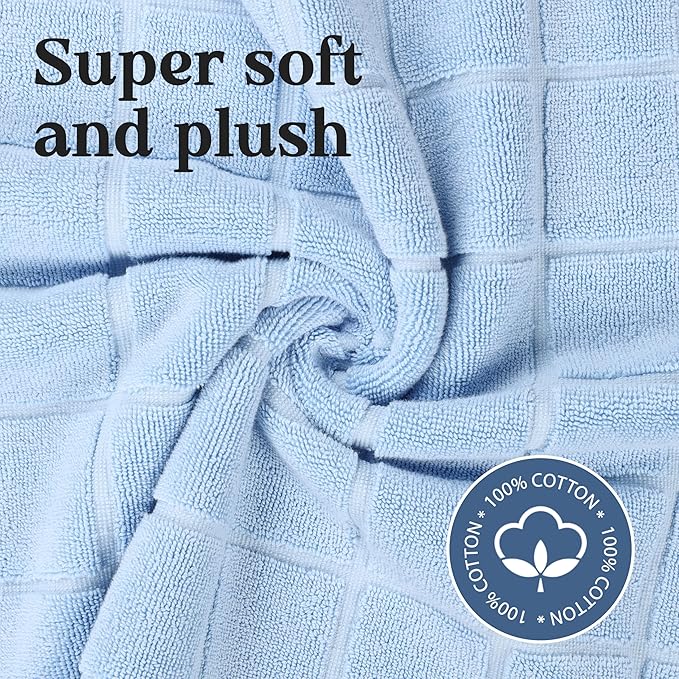 Superior 100% Cotton Bathmat Set, Bath Mats, Bathroom Decor, Shower, Bathtub Essentials, Home Accessories, Small Washable Rug, No Backing, Heavyweight, Nora Collection, Set of 2, 22" x 35", Light Blue