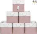 ECDYQXVU 13x13 Inch Cube Storage Bins with Reinforced Bottom Cardboard, 6 Pack Large Foldable Fabric Storage Cubes with Handles for Shelf, Closet, Laundry Organization (White&Pink)