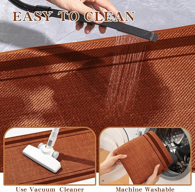 chakme Bathroom Rugs Mat 32x17, Ultra Thin Non Slip Bath Mat Quick Dry Absorbent Bath Mat for Bathroom, (Orange, 32"x17")