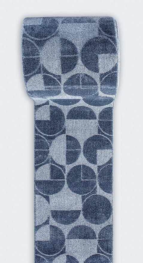 Well Woven Custom Size Hallway & Stair Runner- Harlow Harmony Blue 27 Inches Wide x 2 Feet Long Runner (27" x 2') Runner Rug - Modern Geometric Pattern, Ultra-Soft, Easy-Clean