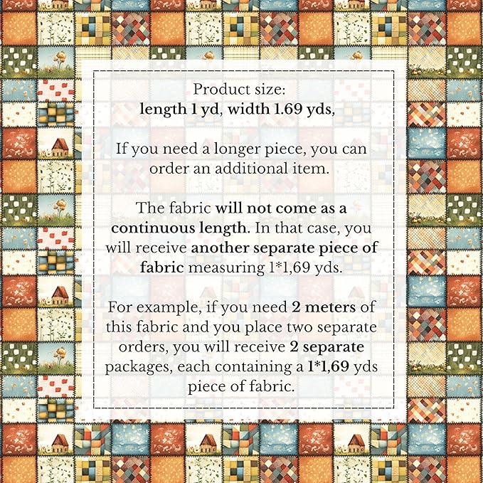 Autumn Meadow Patchwork Cotton Fabric – Premium Turkish Printed Cotton 140 GSM, Pre-Cut 61 x 36.6 Inches, Quilting & Sewing Fabric for Crafts, Home Decor & DIY Projects
