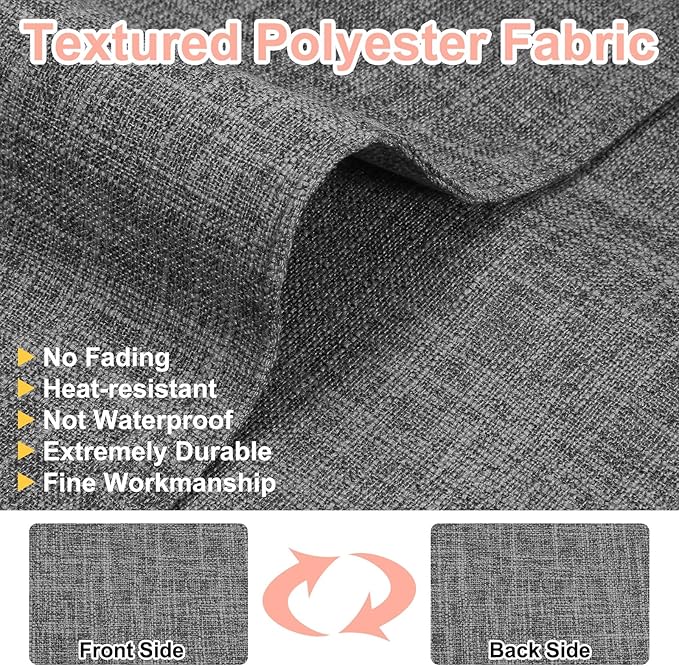 HARFINGTON 6pcs Linen Fabric Placemats 12" x 18" Polyester Rectangle Place Mats Machine Washable Heat Resistant Kitchen Table Mats for Outdoor Indoor Party Family Holiday, Gray