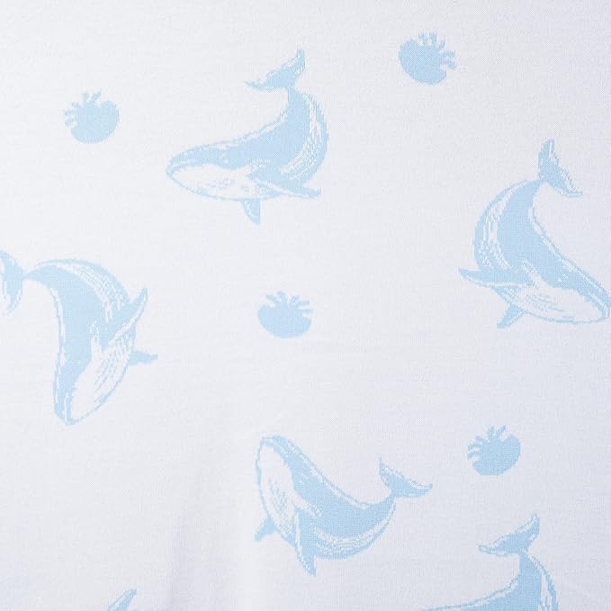 SWaddle AN Whale Jacquard Baby Blanket, Size 30x40in, 100% Cotton Fabric, Two-Sided Breathable Throw Blanket for Boys and Girls