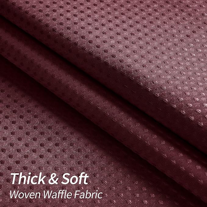 MitoVilla Burgundy Shower Curtain 72 x 78, Wine Red Long Waffle Fabric Shower Curtains for Modern Luxury Bathroom Decor, Heavy Duty Hotel Cloth Shower Curtains 78 inch Long