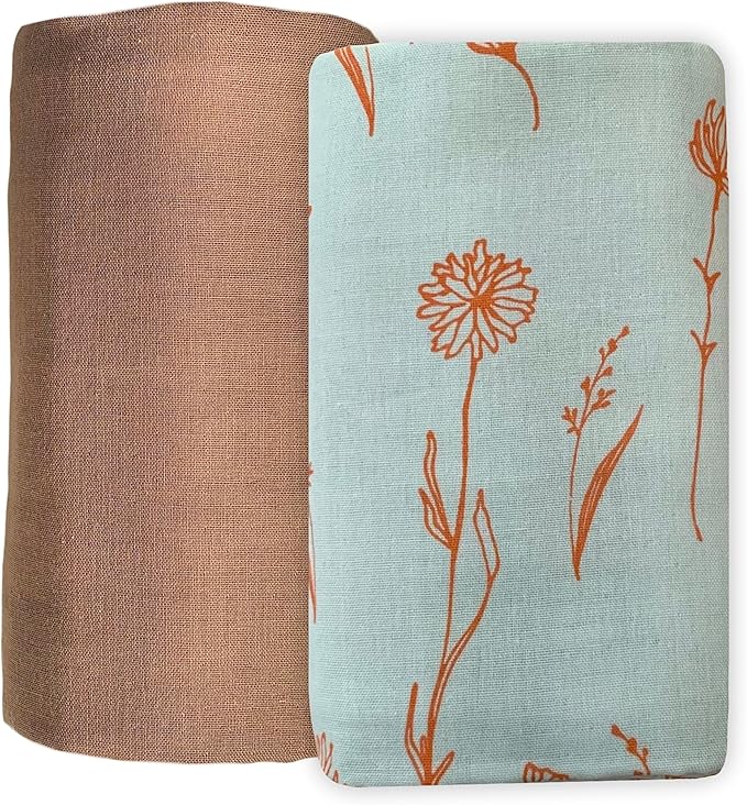 Leyl&Ari Muslin Swaddle Baby Blanket | 100% Organic Cotton Receiving (Wildflowers Set)