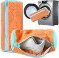 Xinambyh 2Pcs Reusable Shoe Washing Machine Bag for Washer and Dryer:Free Up Hands, Prevent Deformation,shoe bag with Zipper Protection Design, Use for all Shoes,Sports Shoes(Yellow) (A-Orange)