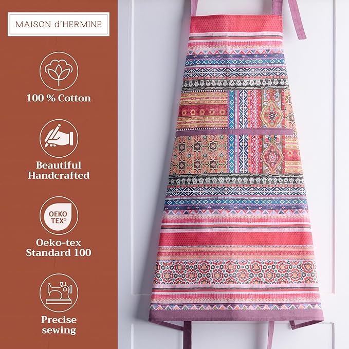 Maison d' Hermine 100% Cotton Apron for women with Pocket Kitchen Chef Apron for Men Cooking Gardening Server Waitress