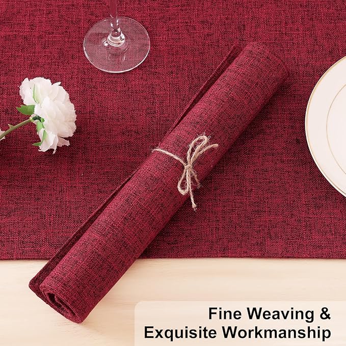 Homaxy Cloths Placemats for Dining Table Set of 4, Heat Resistant Washable Cotton Linen Blend Table Mats, Easy to Clean Place Mats for Indoor Outdoor Party Kitchen Decoration, 13" x 19", Red