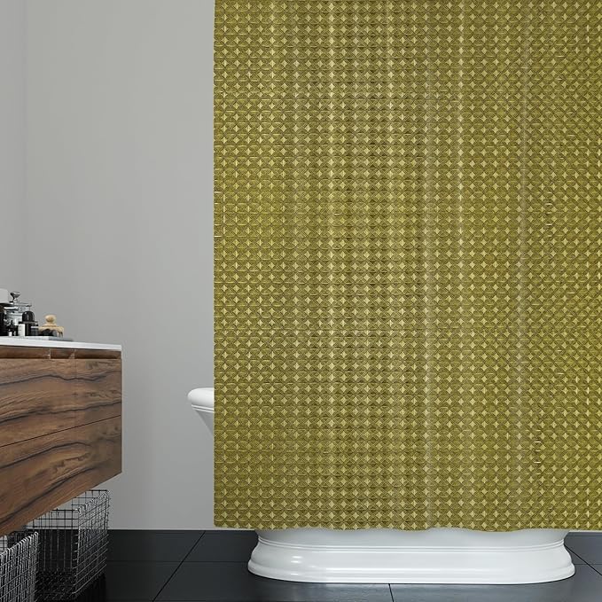 ggaimwf 36x72 Inch Solid Color Shower Curtain for Bathroom Waffle Bath Water Resistant Fabric Curtains Olive Modern Thick Shower Stall Curtain with Metal Hooks