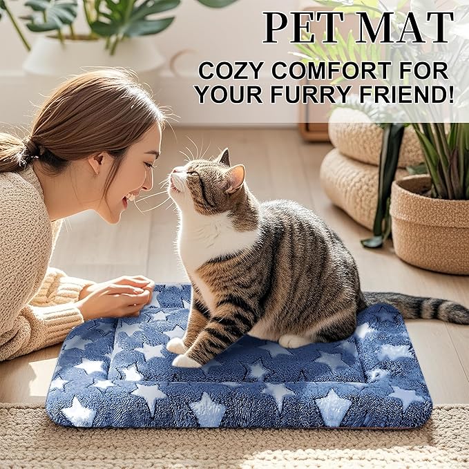 Fogkiss Dog Bed Mat, Reversible Crate Pad & Cute Dog Bed - Machine Washable Kennel Mat with Ultra Soft for Small Dogs & Cats
